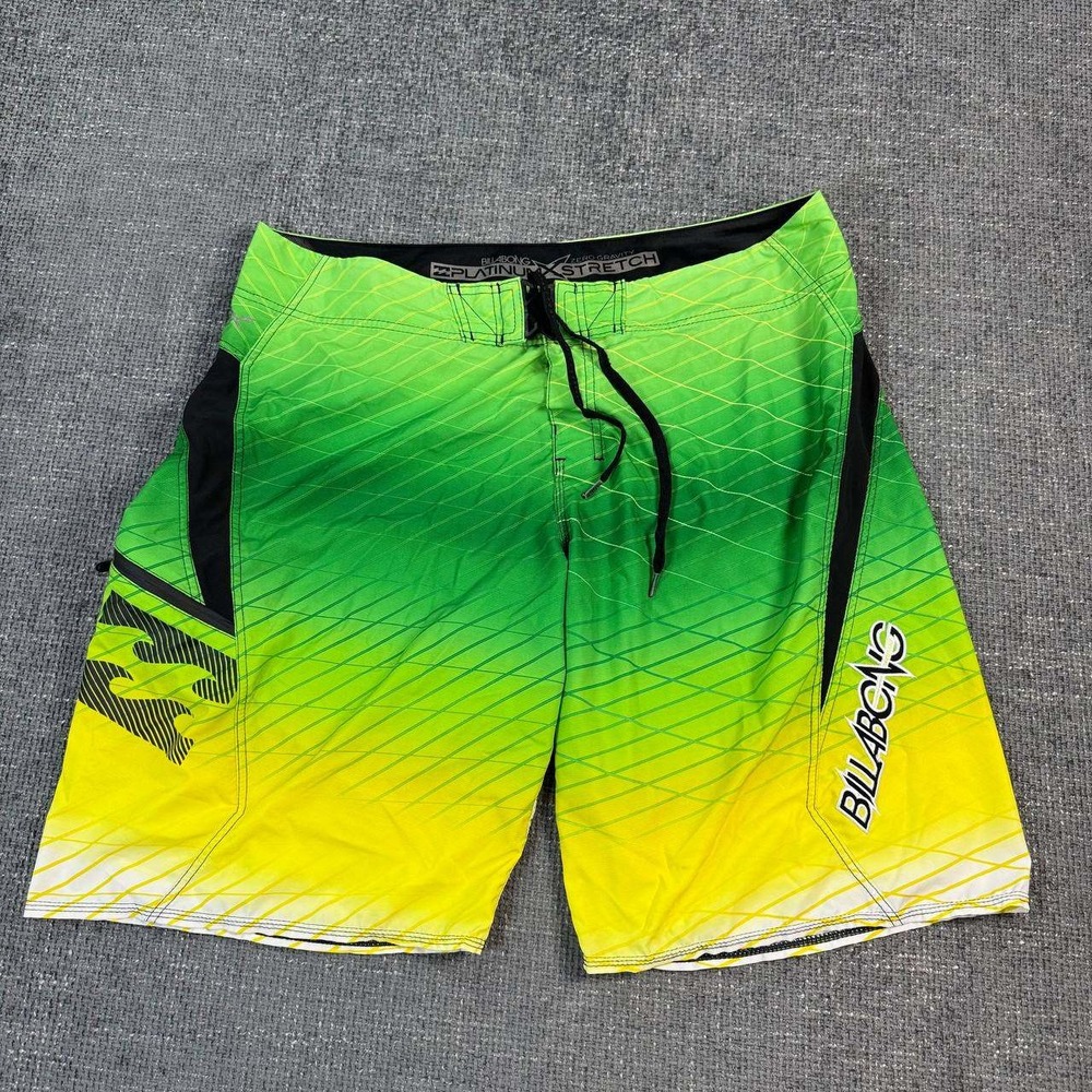 Billabong Platinum X Board Shorts Mens 40 Green Yellow Parko Zero Gravity